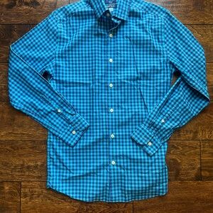 Cam Newton modern fit no iron men’s gingham checkered blue dress shirt